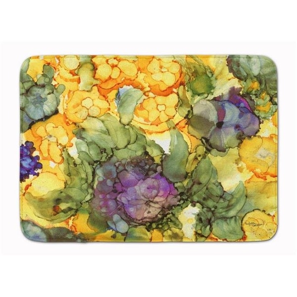 Carolines Treasures Carolines Treasures 8958RUG Abstract Flowers Purple & Yellow Machine Washable Memory Foam Mat 8958RUG - main